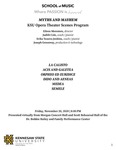 "Myths and Mayhem": KSU Opera Theater Scenes Program by Eileen Moremen, Judith Cole, Erika Tazawa Jenkins, and Joseph Paul Greenway